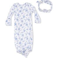 Angel Dear Baby Blue Vines Floral Knotted Gown and Headband