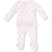 Angel Dear Ribbon Bow Trellis 2 Way Ruffle Zipper Footie