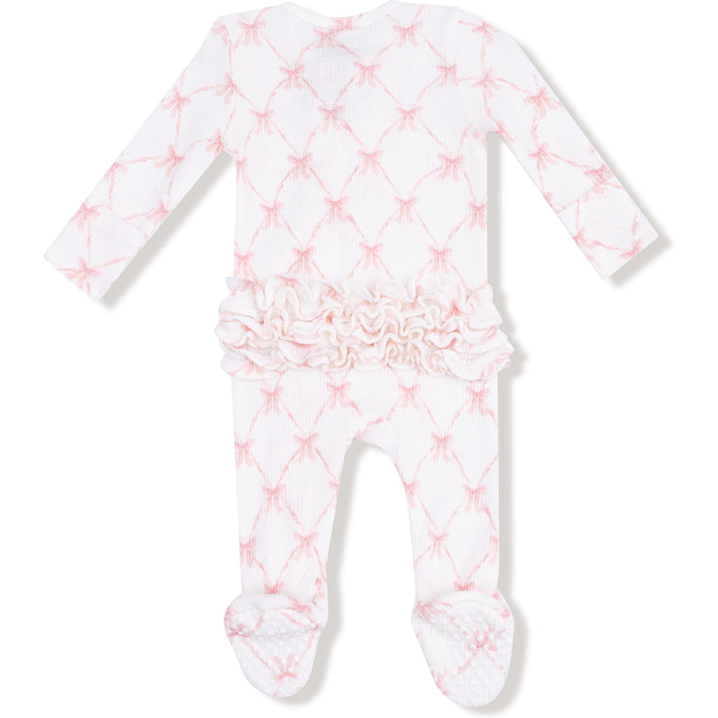 Angel Dear Ribbon Bow Trellis 2 Way Ruffle Zipper Footie