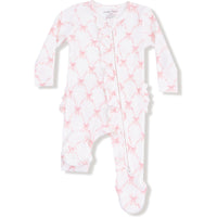 Angel Dear Ribbon Bow Trellis 2 Way Ruffle Zipper Footie