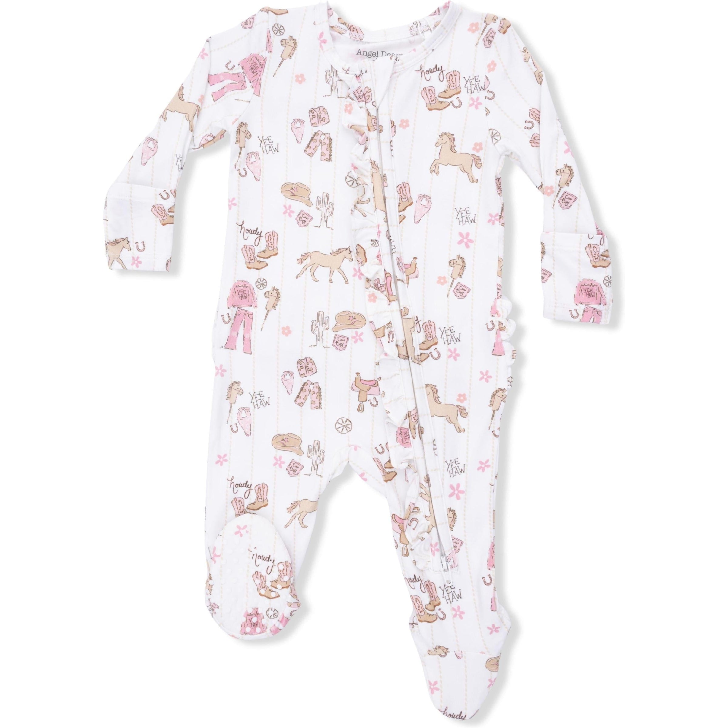 Angel Dear Cowgirl Nursery 2-Way Ruffle Front Zipper Footie