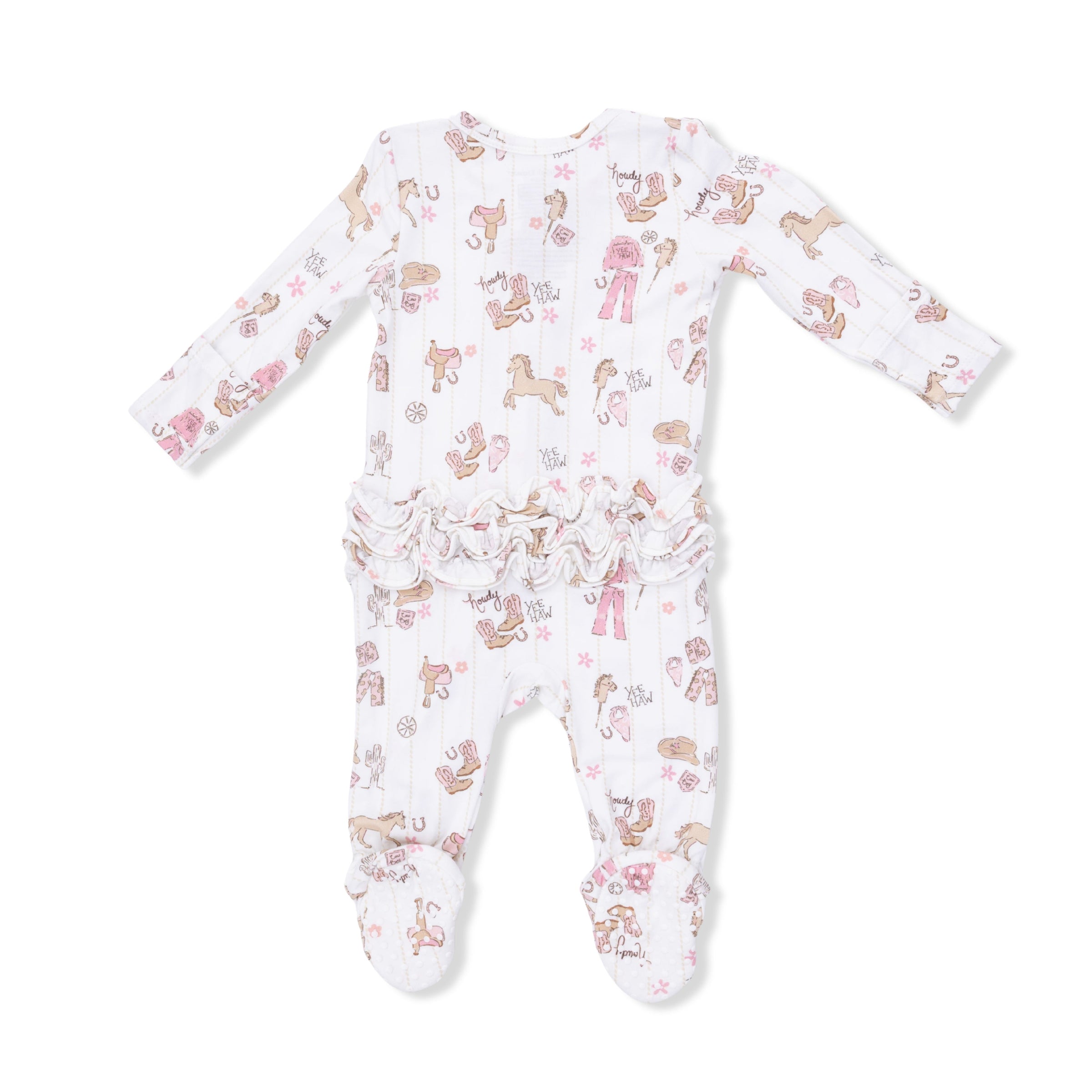 Angel Dear Cowgirl Nursery 2-Way Ruffle Front Zipper Footie