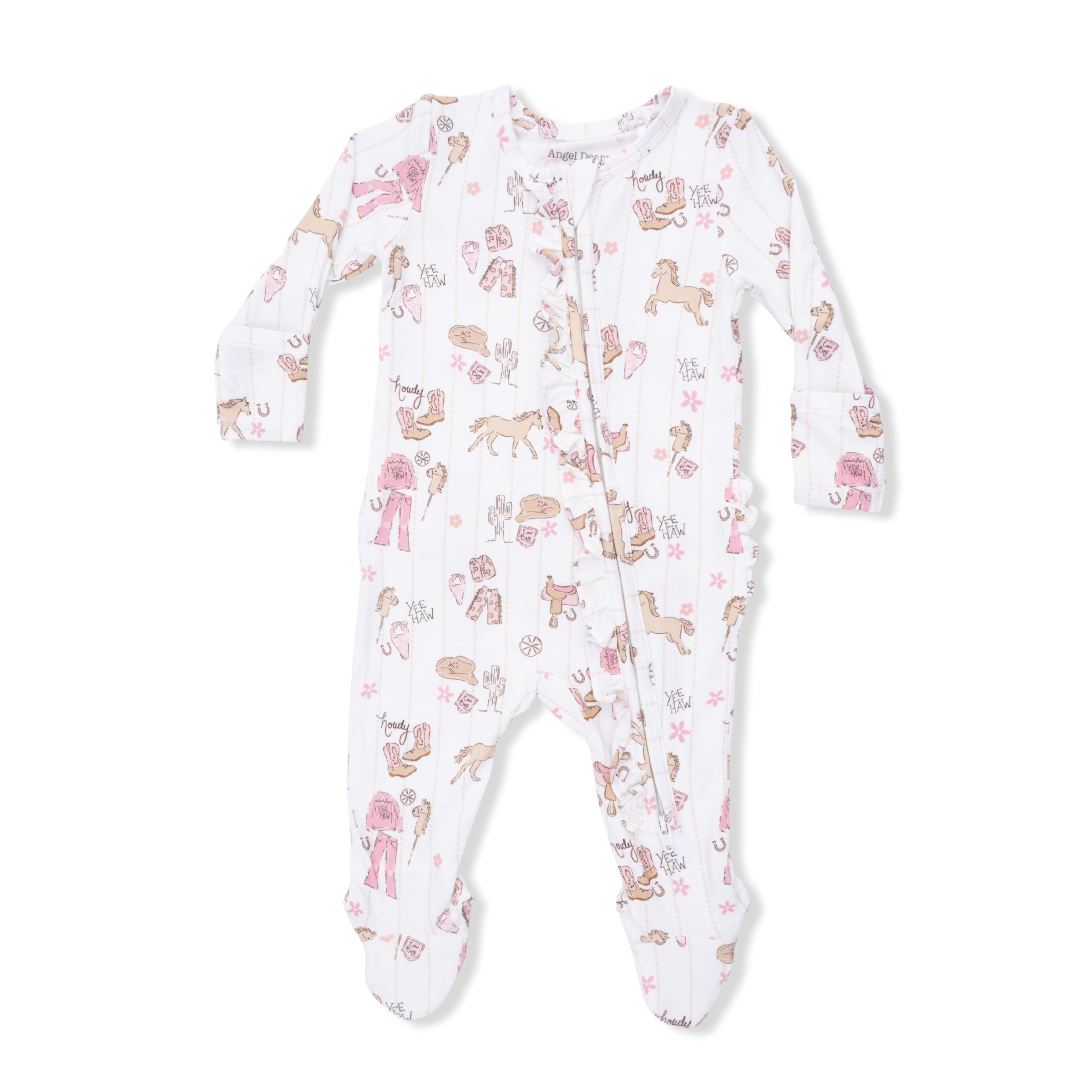 Angel Dear Cowgirl Nursery 2-Way Ruffle Front Zipper Footie