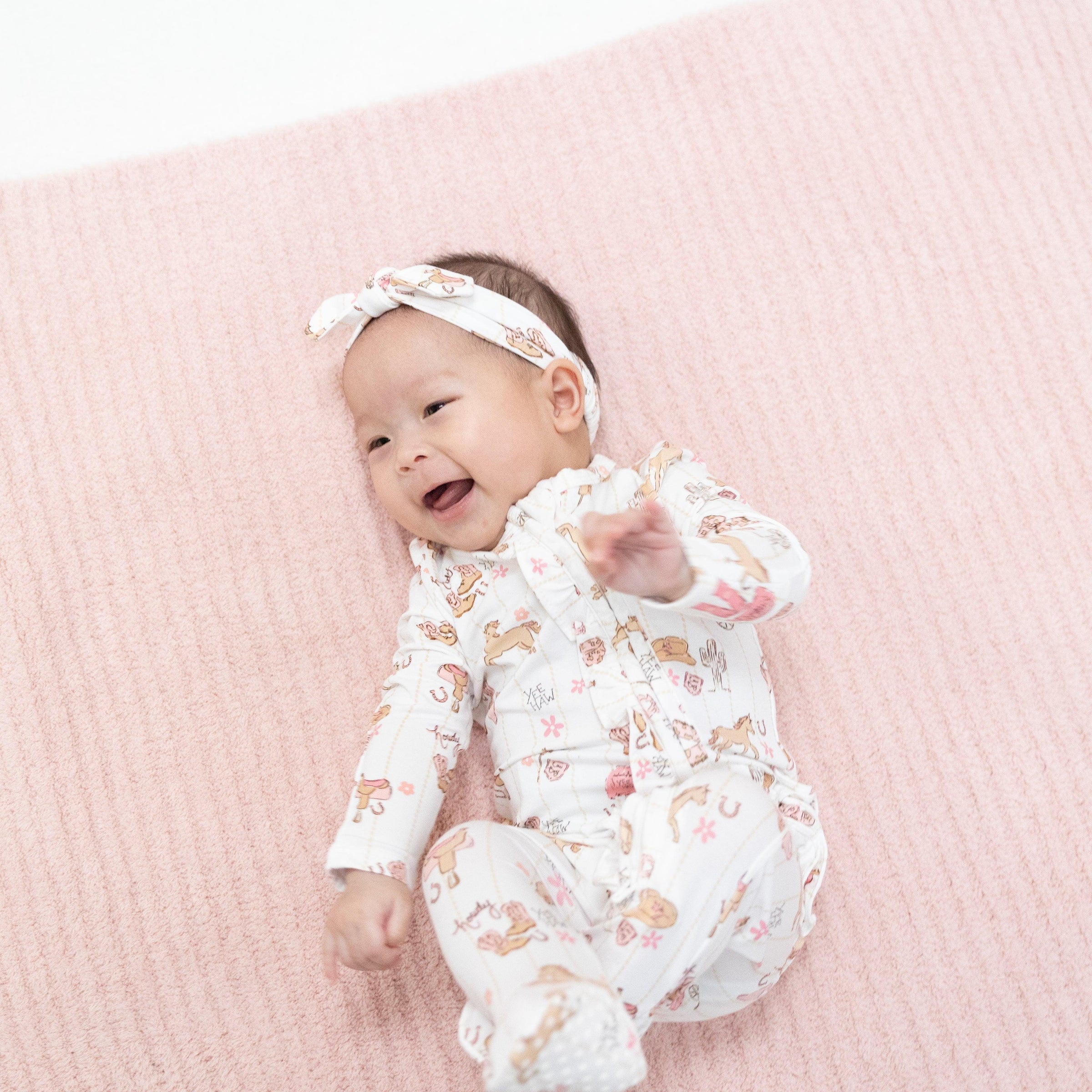 Angel Dear Cowgirl Nursery 2-Way Ruffle Front Zipper Footie