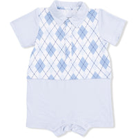 Angel Dear Blue Argyle Short Playsuit