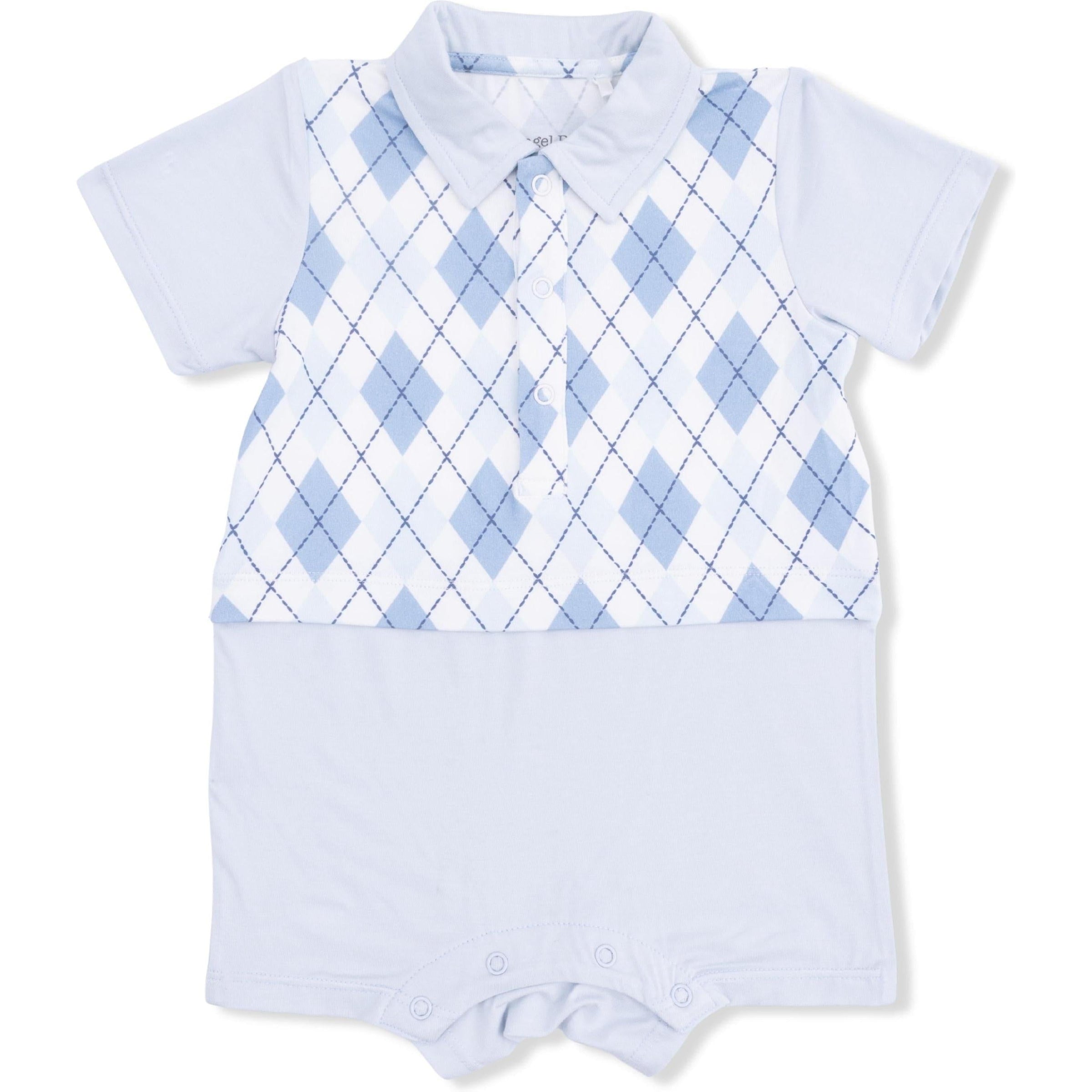 Angel Dear Blue Argyle Short Playsuit
