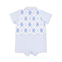 Angel Dear Blue Argyle Short Playsuit
