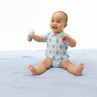 Angel Dear Blue Argyle Short Playsuit