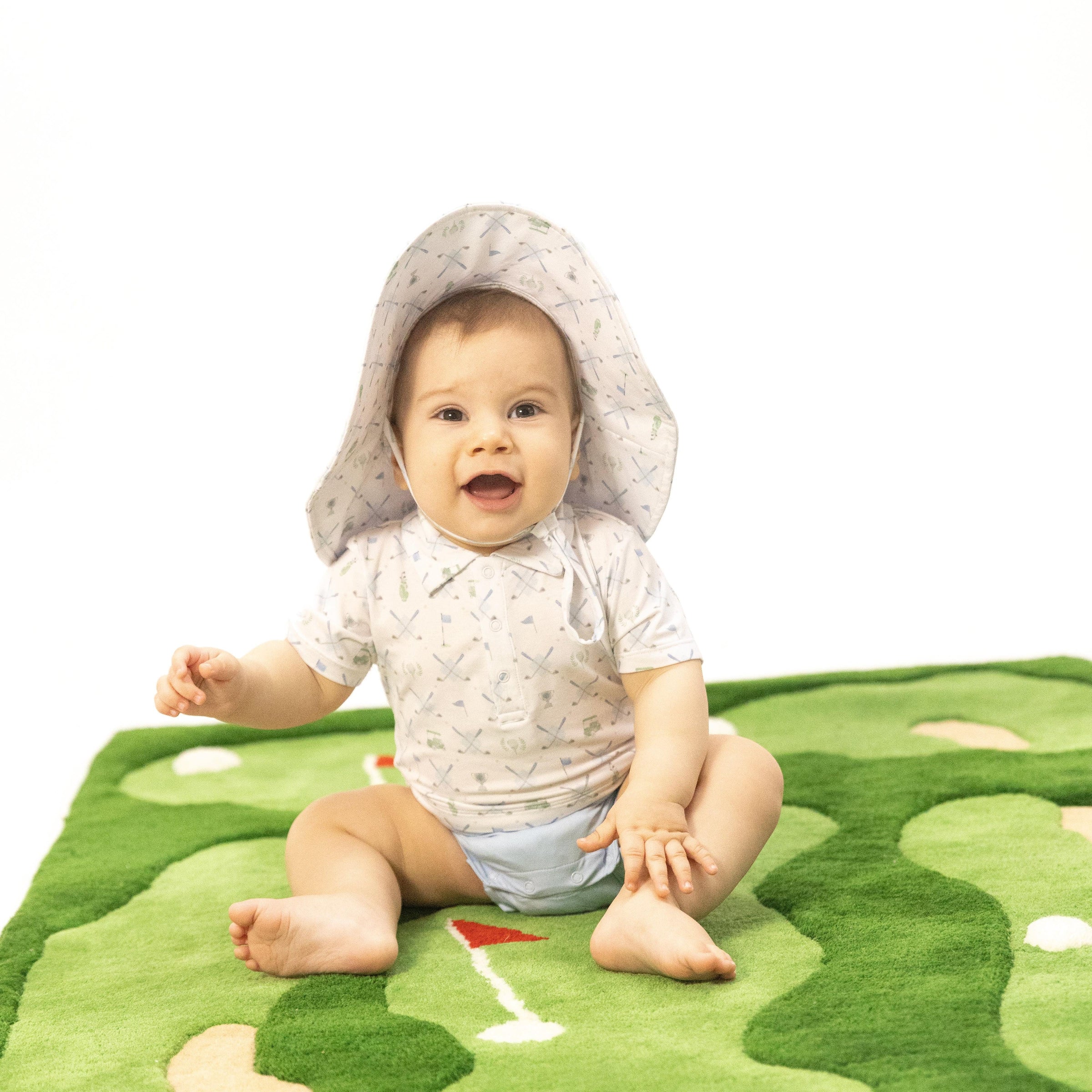 Angel Dear Golf Trellis Blue Short Playsuit