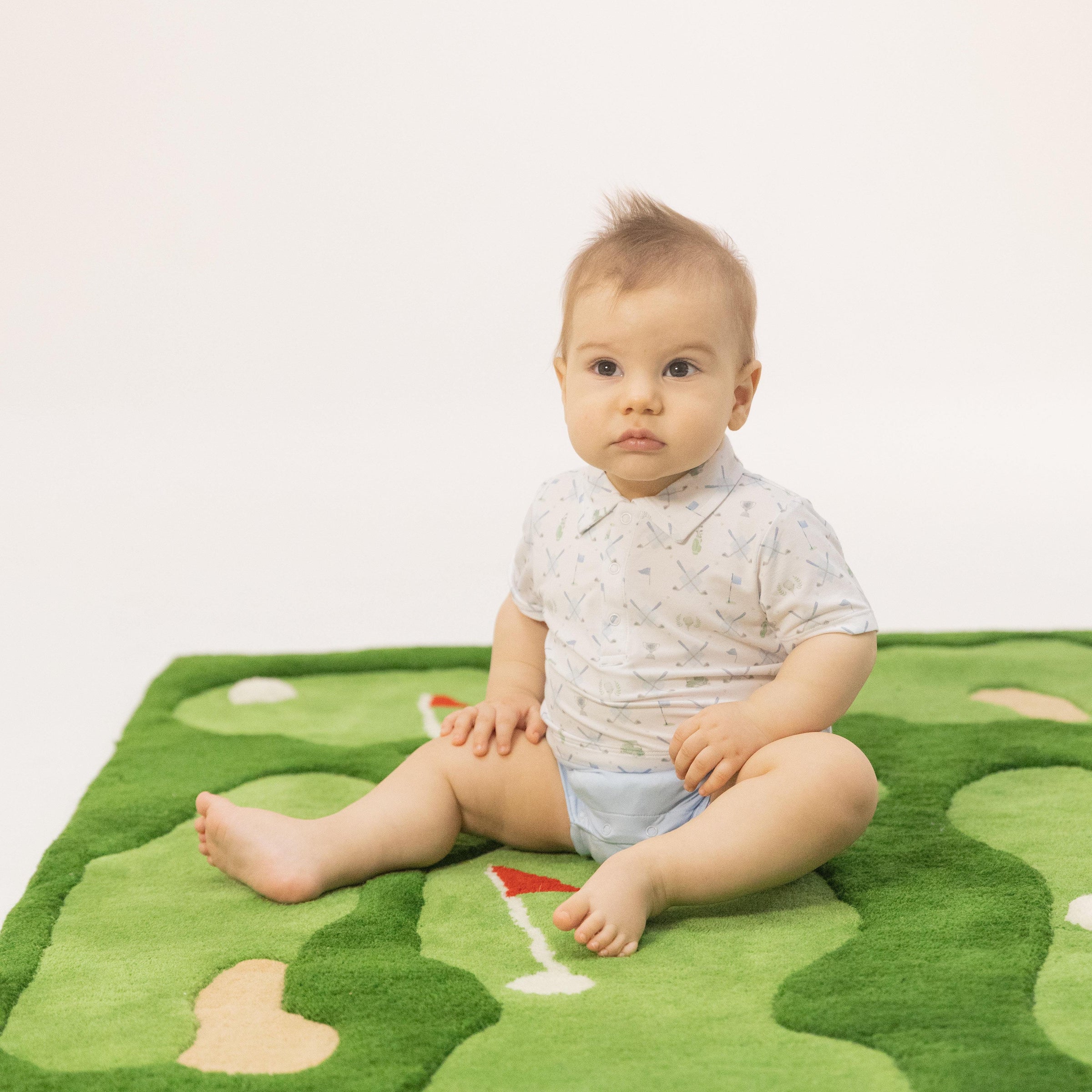 Angel Dear Golf Trellis Blue Short Playsuit