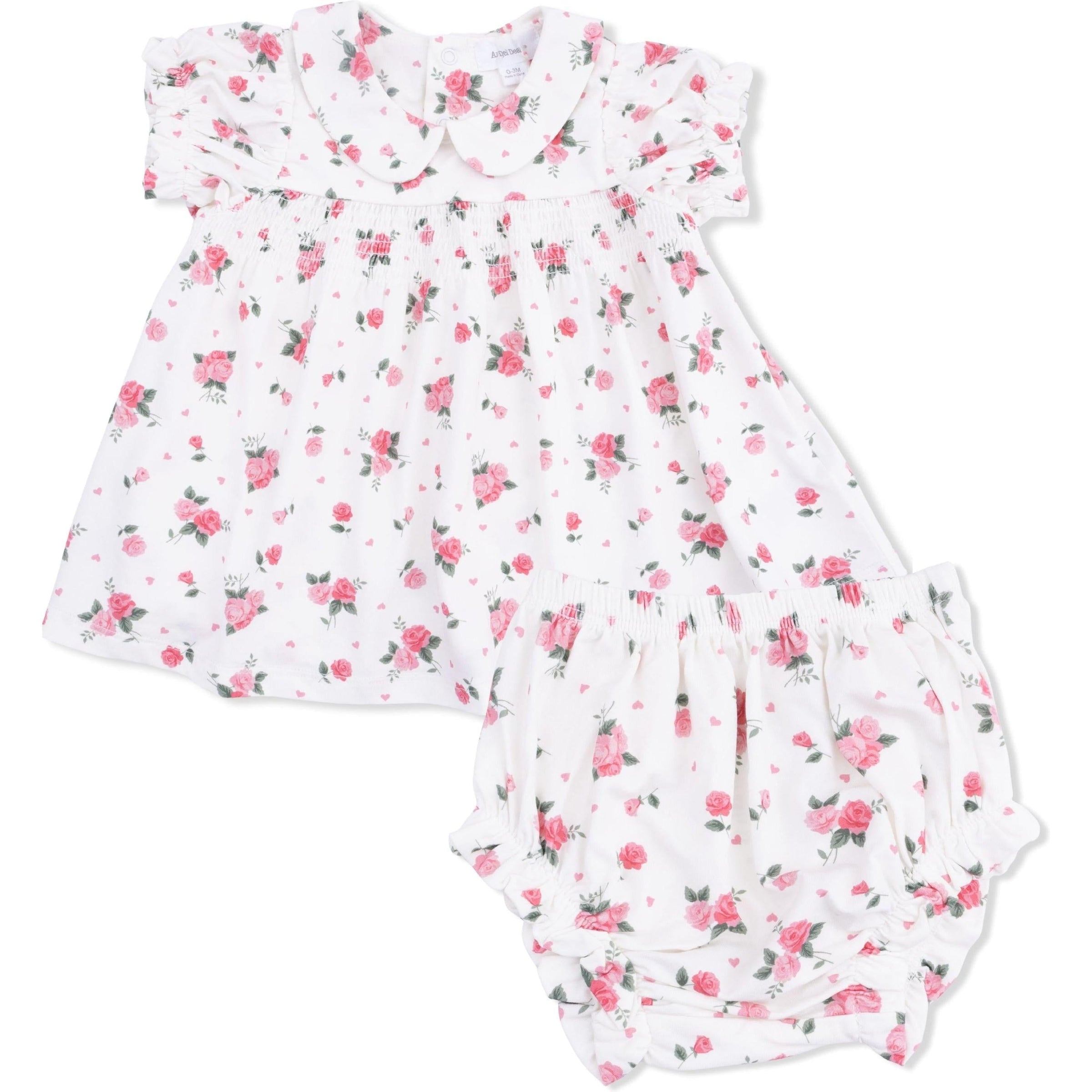 Angel Dear Pink Rosettes Smocked Dress Set