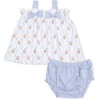 Angel Dear Heirloom Rose Stripe Top with Bows and Ruffle Leg Bloomer