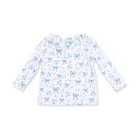 Angel Dear Blue Bows & Flowers Long Sleeve Ruffle Top & Pant