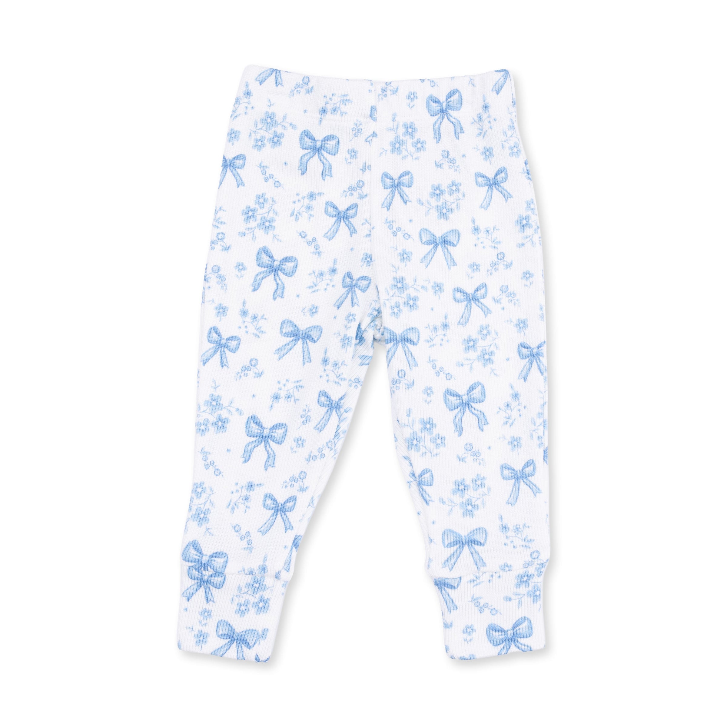 Angel Dear Blue Bows & Flowers Long Sleeve Ruffle Top & Pant