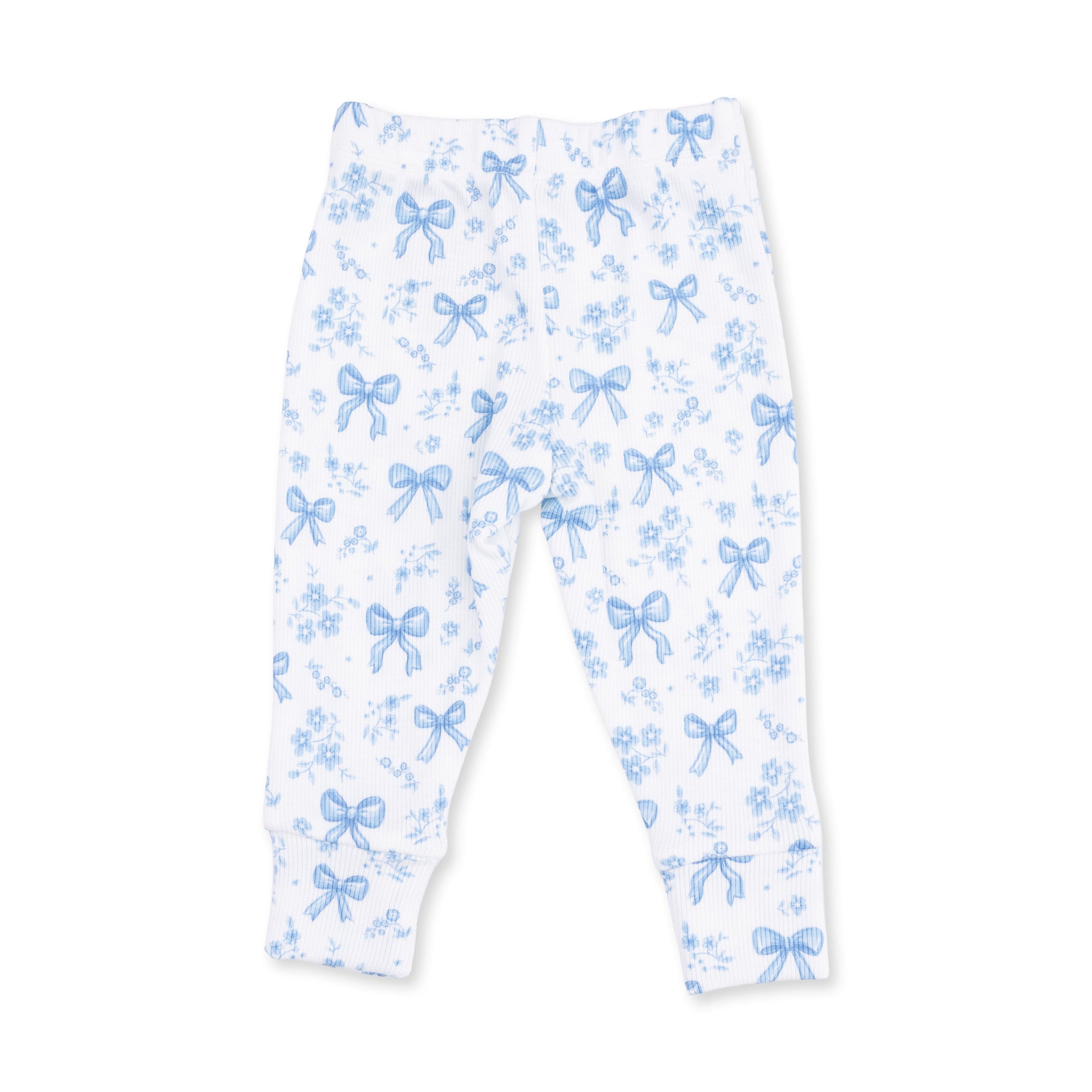 Angel Dear Blue Bows & Flowers Long Sleeve Ruffle Top & Pant