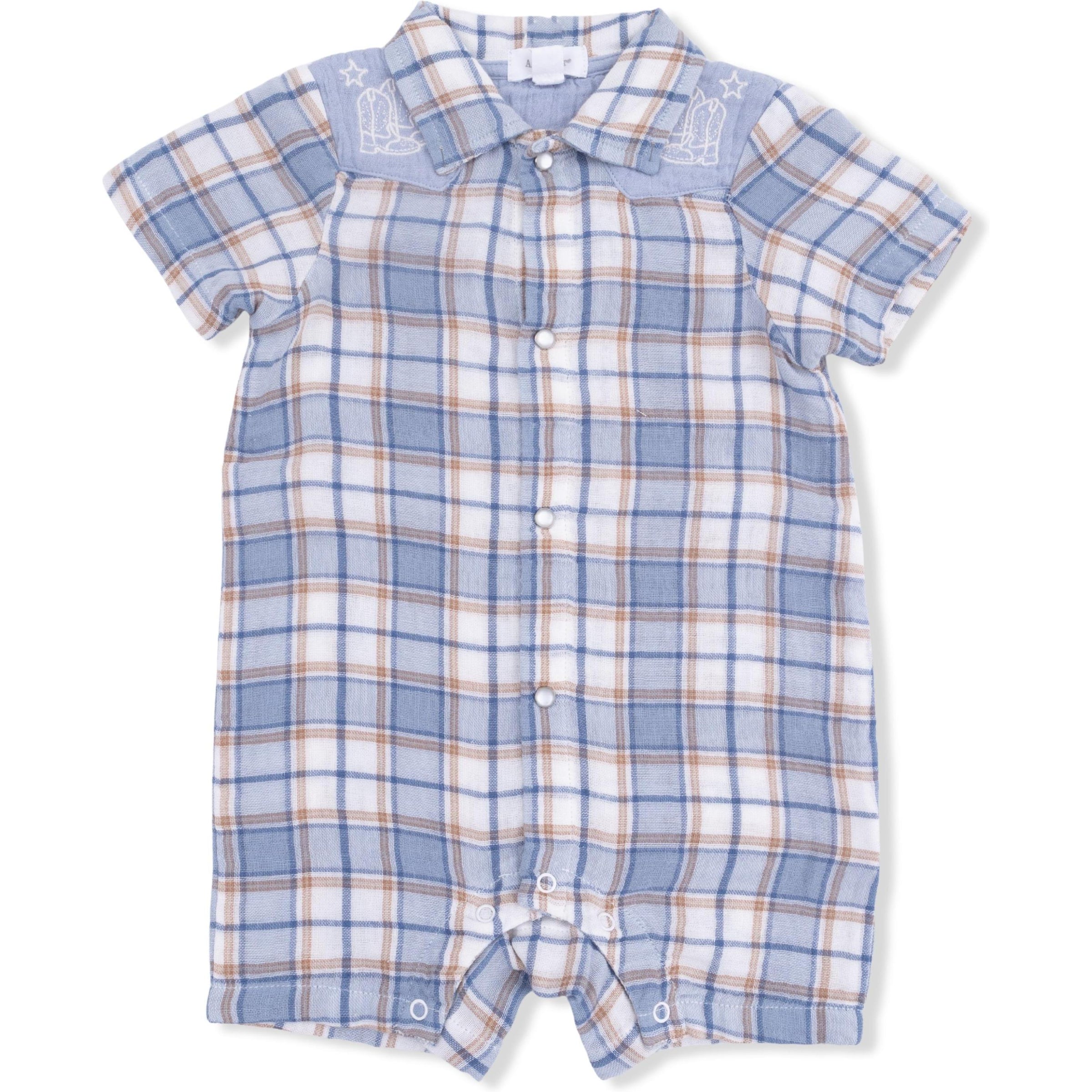 Angel Dear Western Boot Plaid Western Pearl Snap Shortie