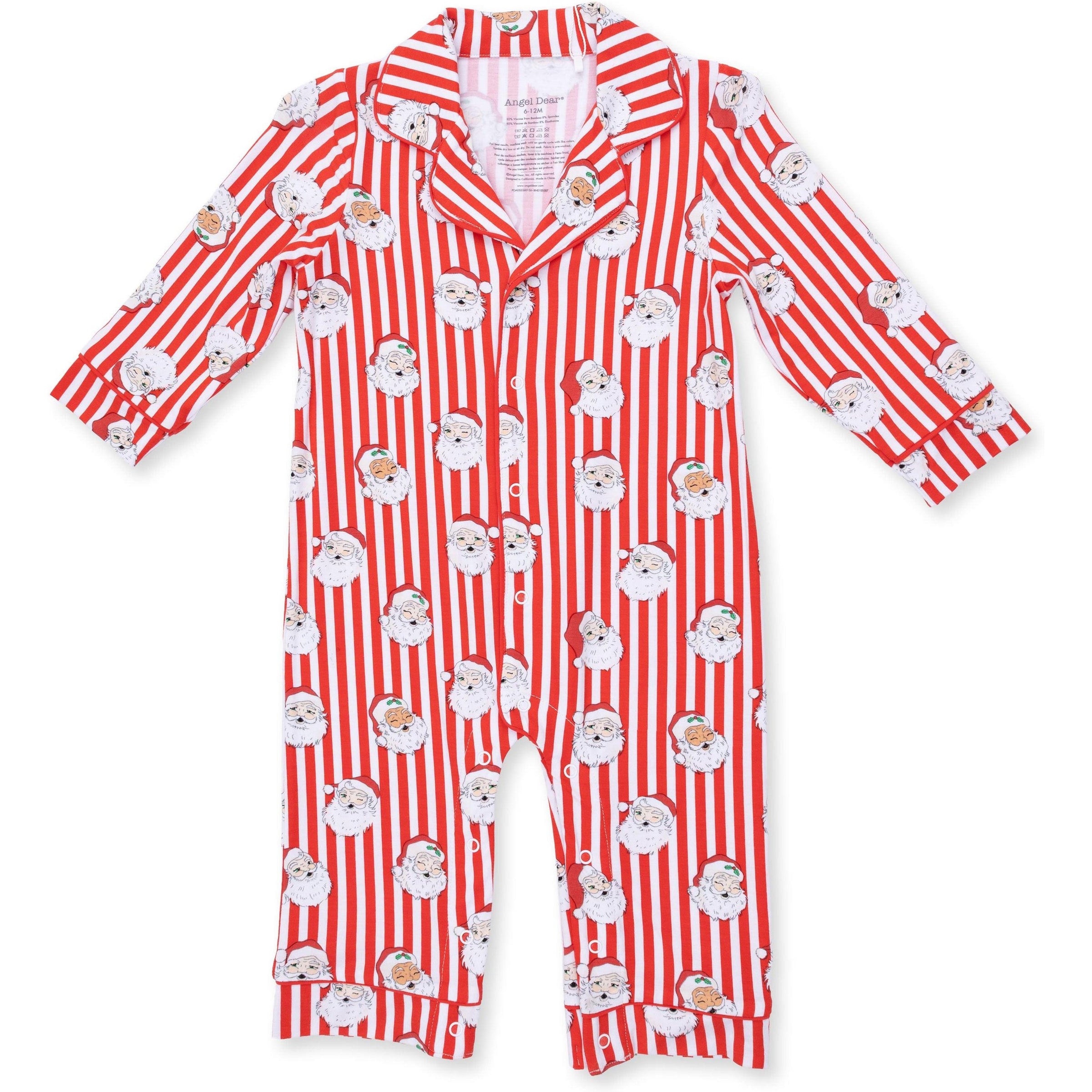 Angel Dear Vintage Santa Stripe Long Sleeve Coat Style Romper