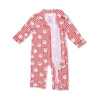Angel Dear Vintage Santa Stripe Long Sleeve Coat Style Romper