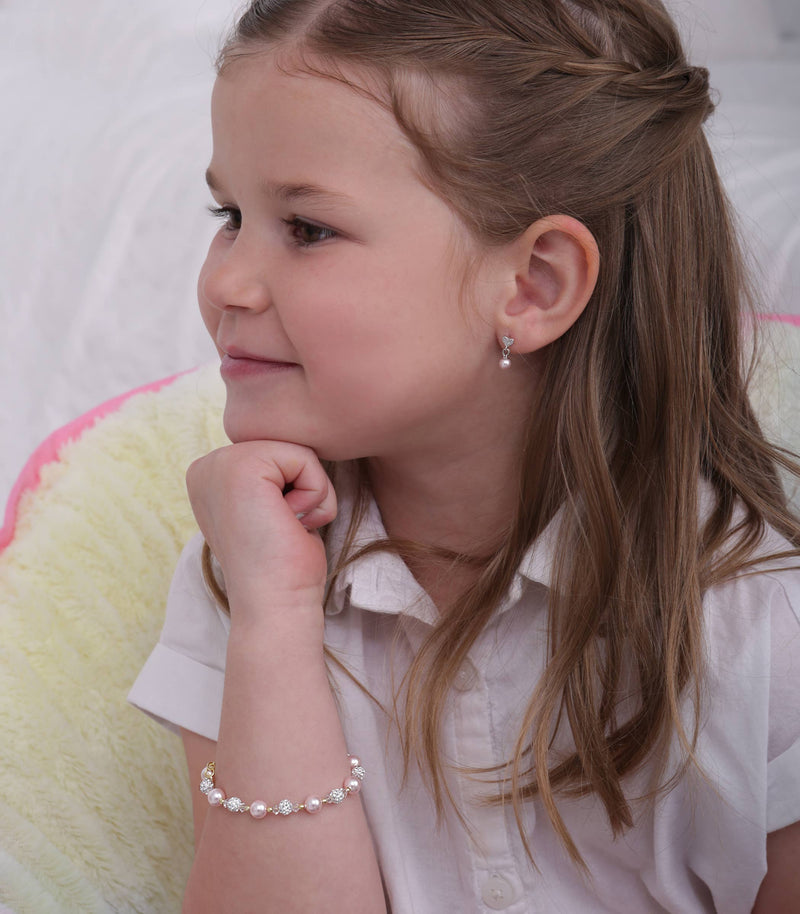 Cherished Moments Kid's Sterling Silver Pink Pearl Baby or Child's Bracelet: Medium 1-5 Years