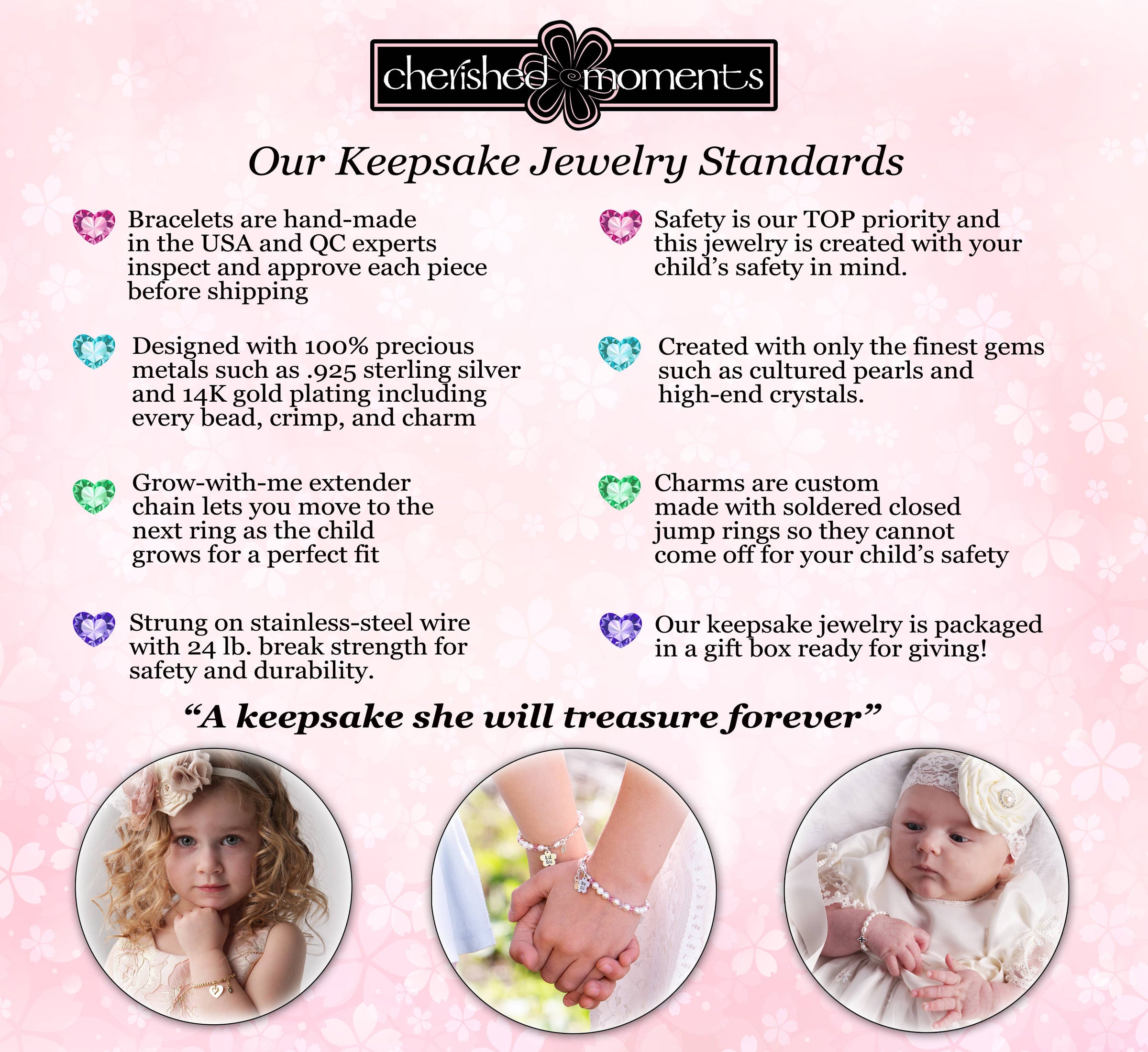 Cherished Moments - Girls Sterling Silver Double-Strand Kids Pearl Bracelet