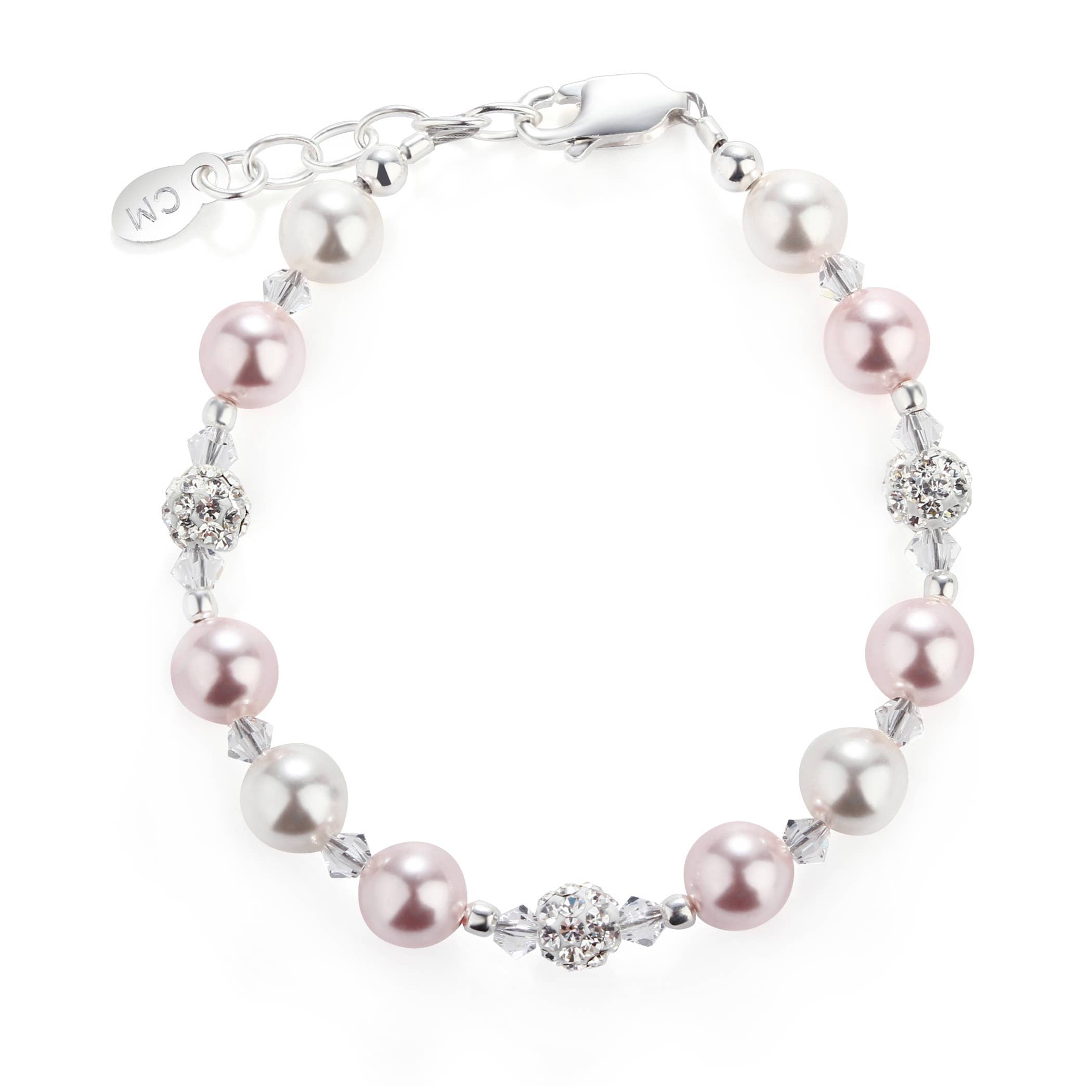Cherished Moments - Kid's Sterling Silver Pink Pearl Baby or Child's Bracelet