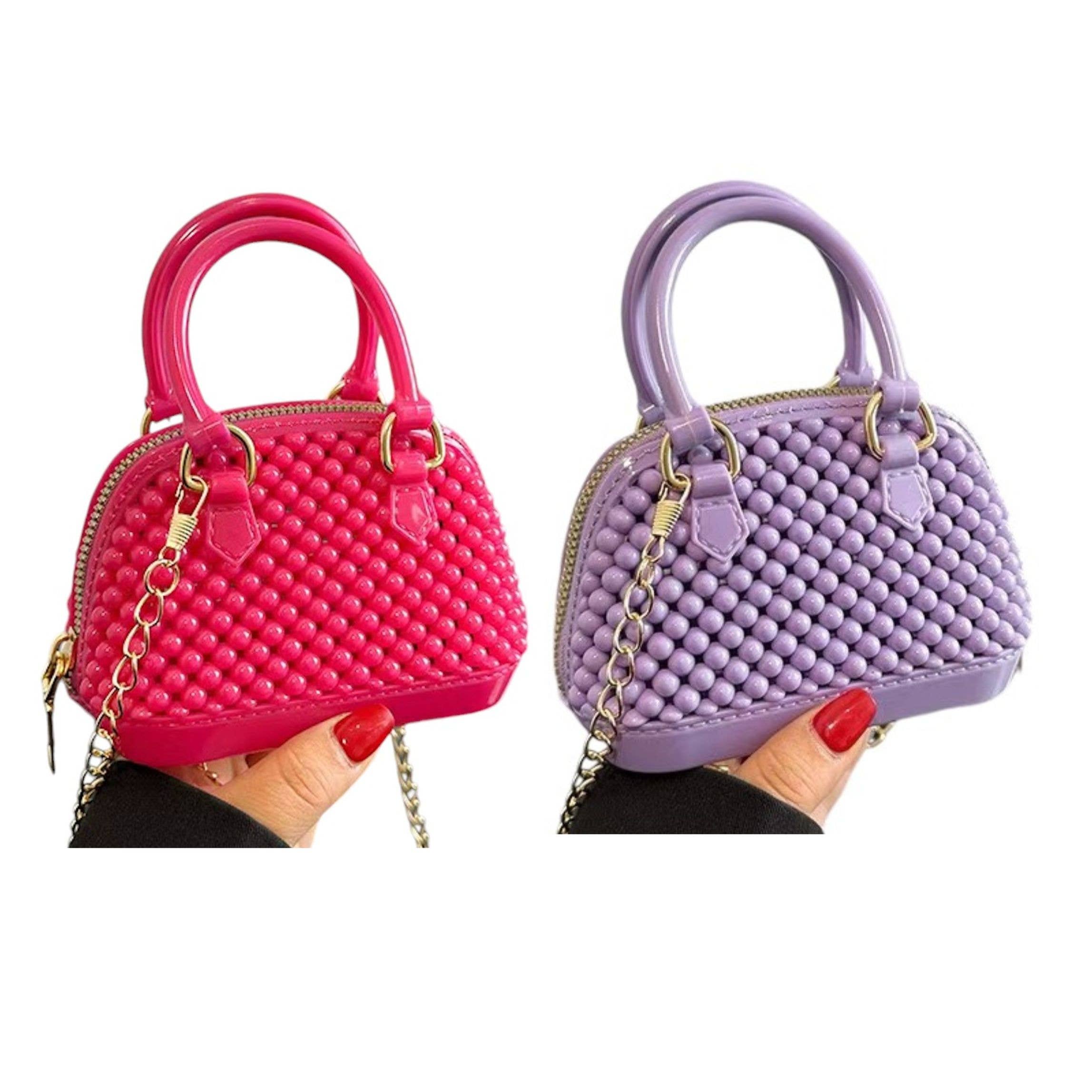 Mavi Bandz - Mini Jelly Bubble Bowler Purse with Crossbody Gold Chain