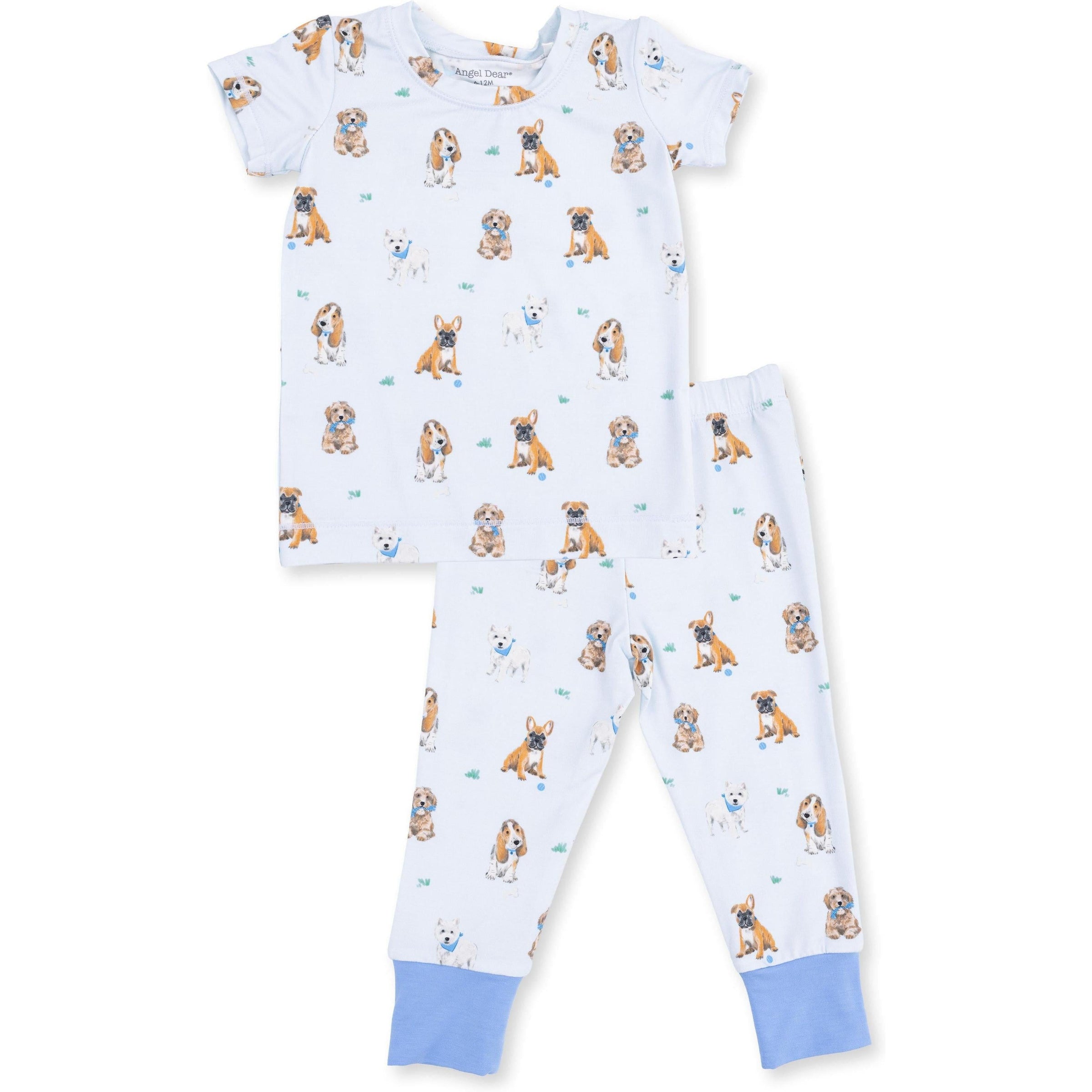 Angel Dear Bestie Dogs Blue Short Sleeve Loungewear Set