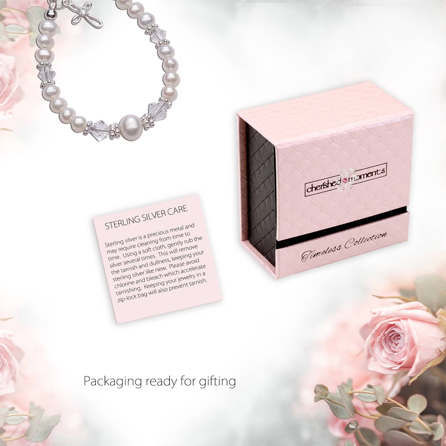 Cherished Moments - Girls Baby to Bride Sterling Silver Cross Baby Bracelet Gift