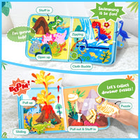 JoyCat 15-in-1 Dinosaur Friends Montessori Busy Book