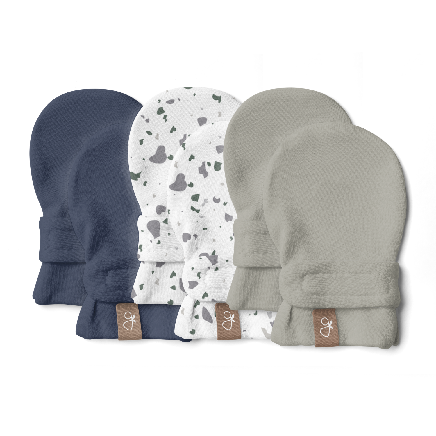 goumikids - STAY ON 3-PACK MITTS | INDIGO + TERRAZZO + MOSS