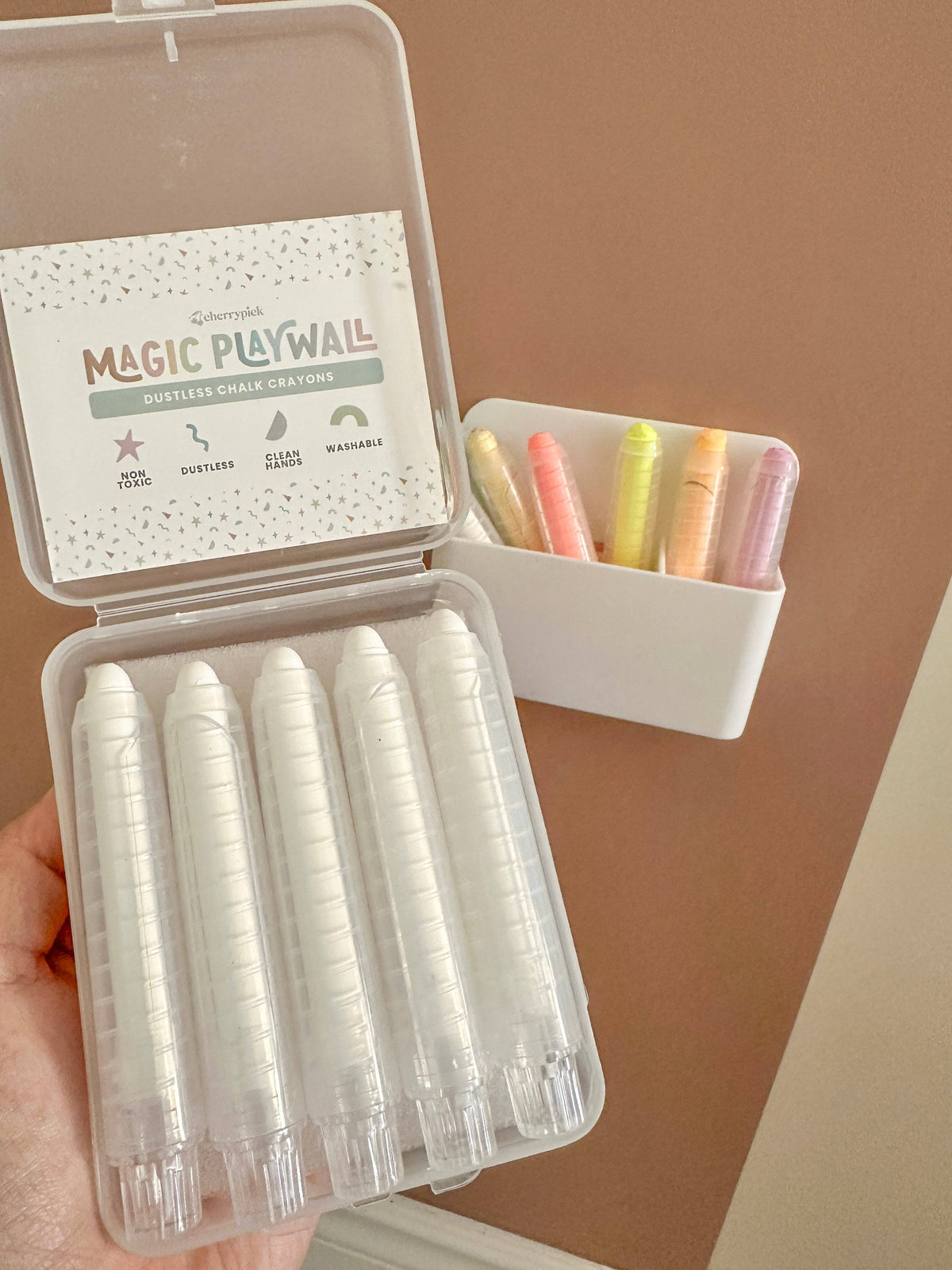 Cherrypick - Dustless Chalk Crayons + Magnetic Holder Bundle for Magic Playwall