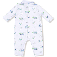 Angel Dear Baby Golf Carts Blue Polo Romper