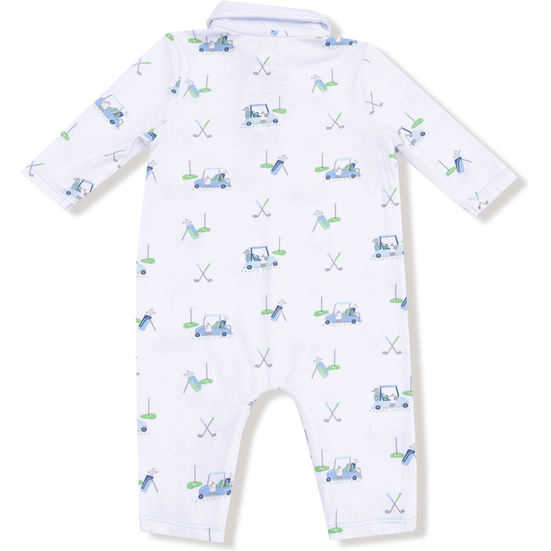 Angel Dear Baby Golf Carts Blue Polo Romper