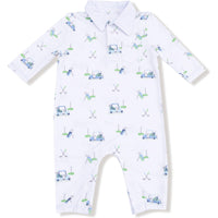 Angel Dear Baby Golf Carts Blue Polo Romper