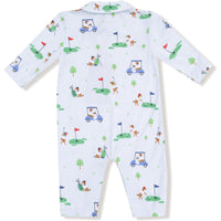 Angel Dear Dog Gone Golf Blue Polo Romper