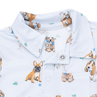 Angel Dear Bestie Dogs Blue Polo Romper