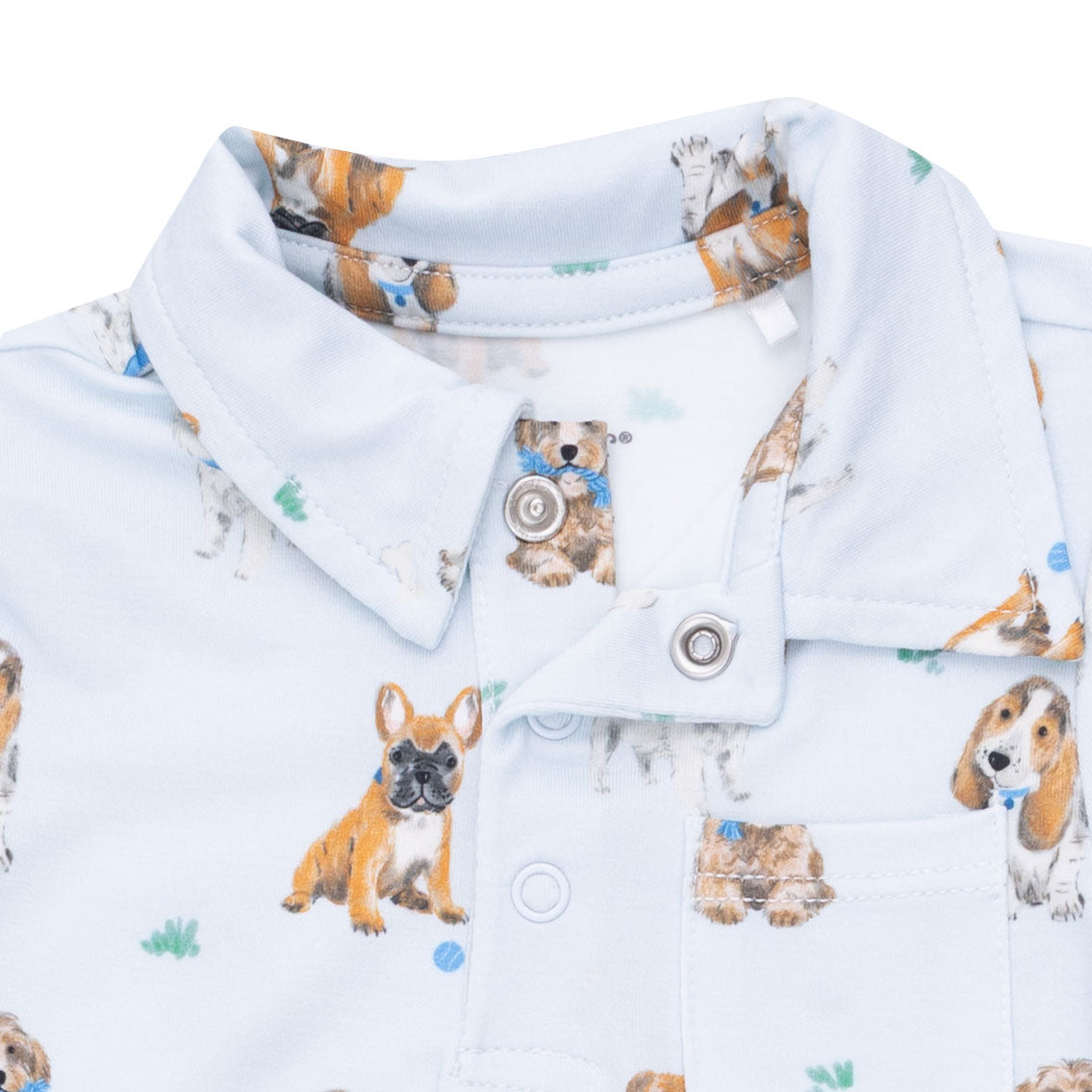 Angel Dear Bestie Dogs Blue Polo Romper