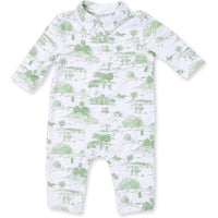 Angel Dear Golf Toile Green Polo Romper