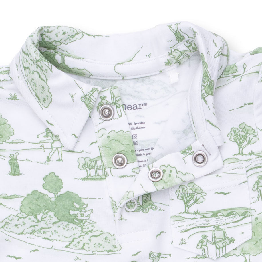 Angel Dear Golf Toile Green Polo Romper
