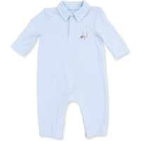Angel Dear Football Blue Micro Stripe Polo Romper