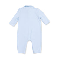 Angel Dear Football Blue Micro Stripe Polo Romper