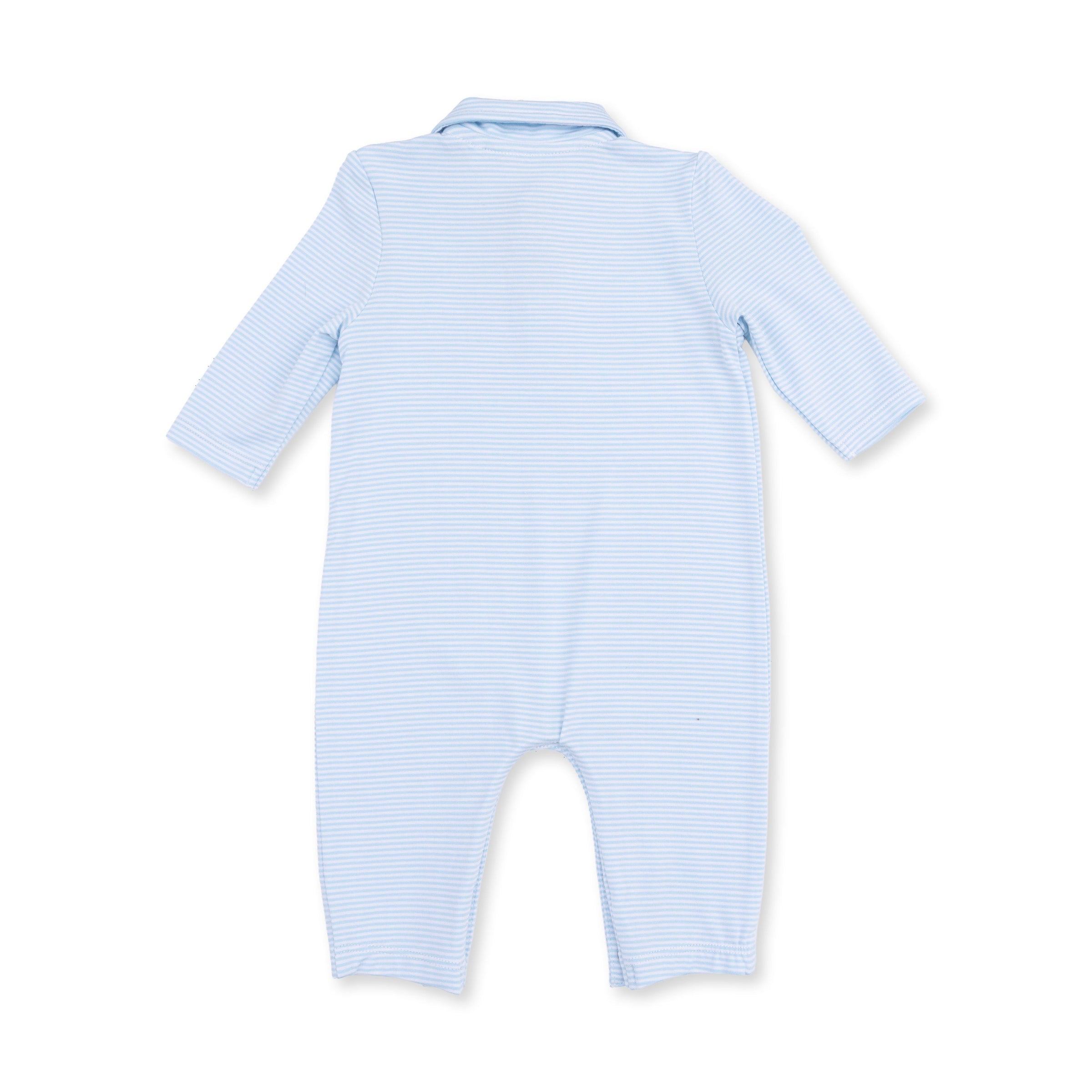 Angel Dear Football Blue Micro Stripe Polo Romper