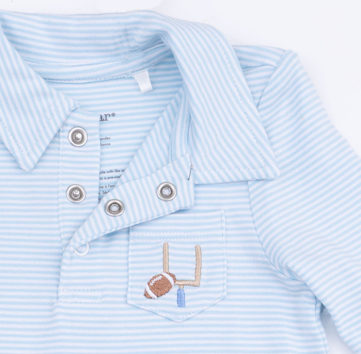 Angel Dear Football Blue Micro Stripe Polo Romper