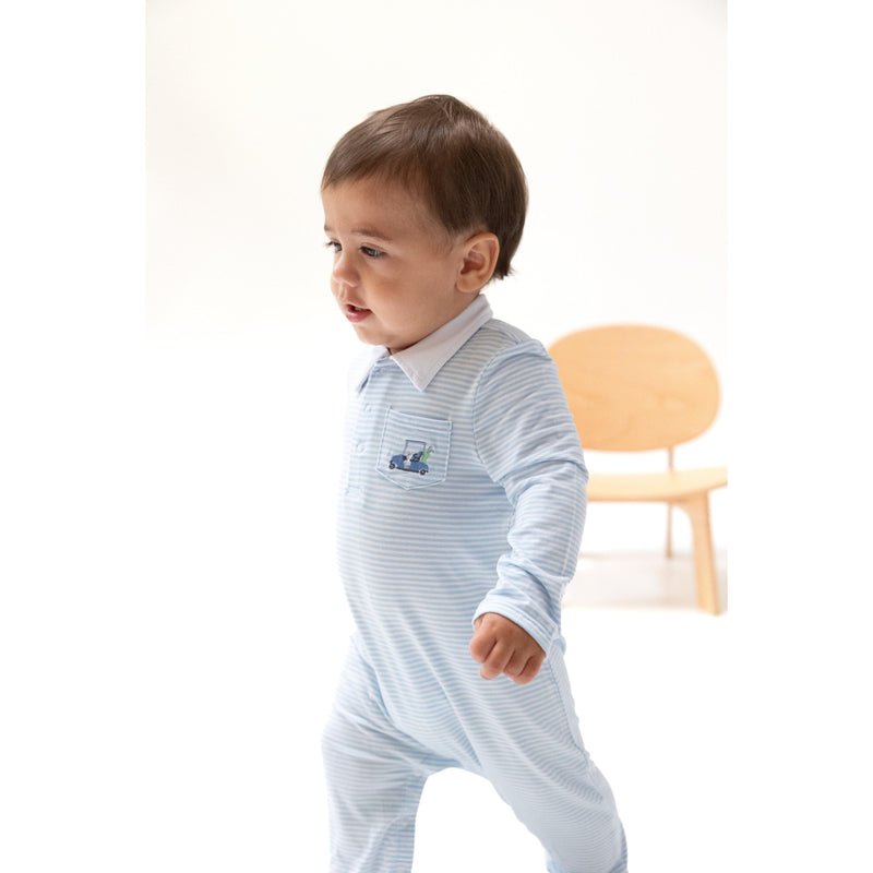 Angel Dear Baby Golf Carts Blue Polo Romper