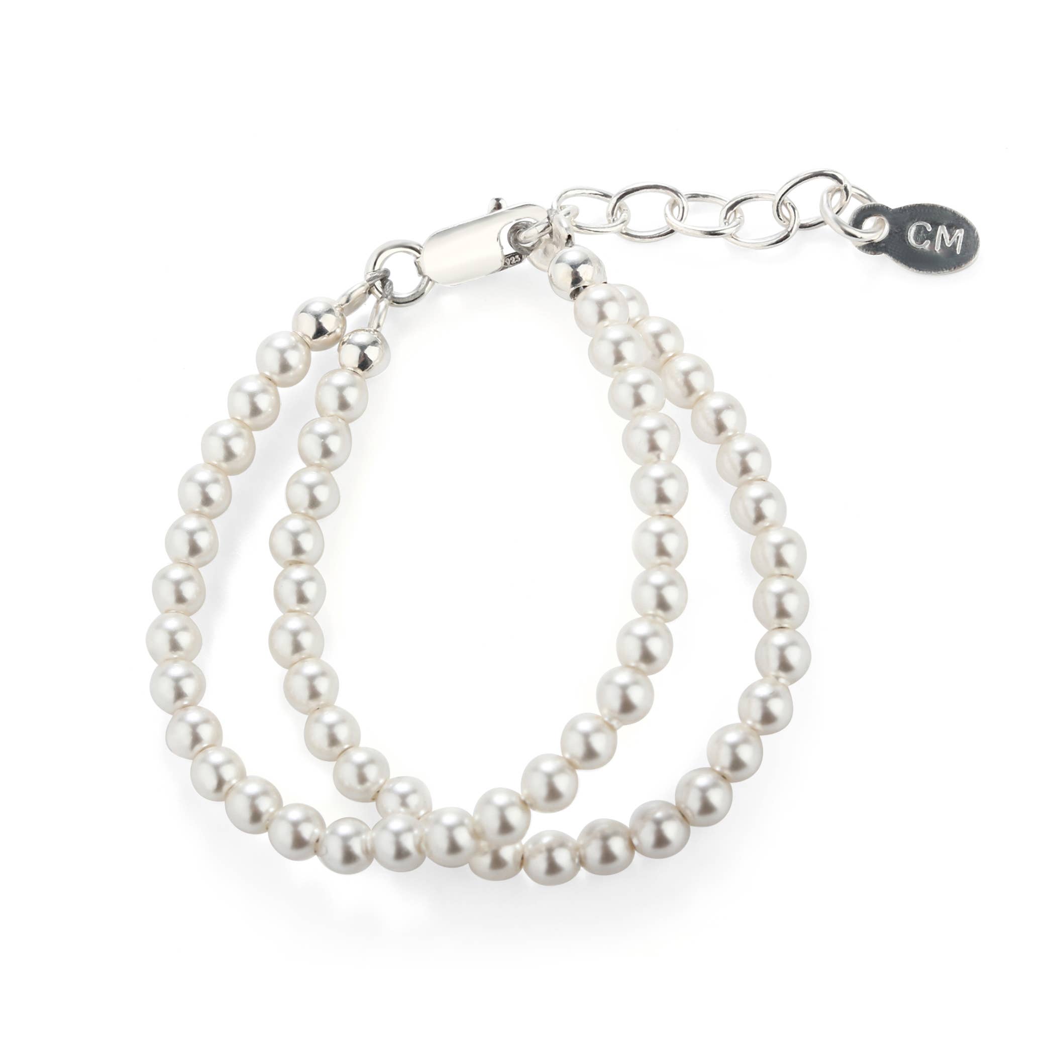 Cherished Moments - Girls Sterling Silver Double-Strand Kids Pearl Bracelet