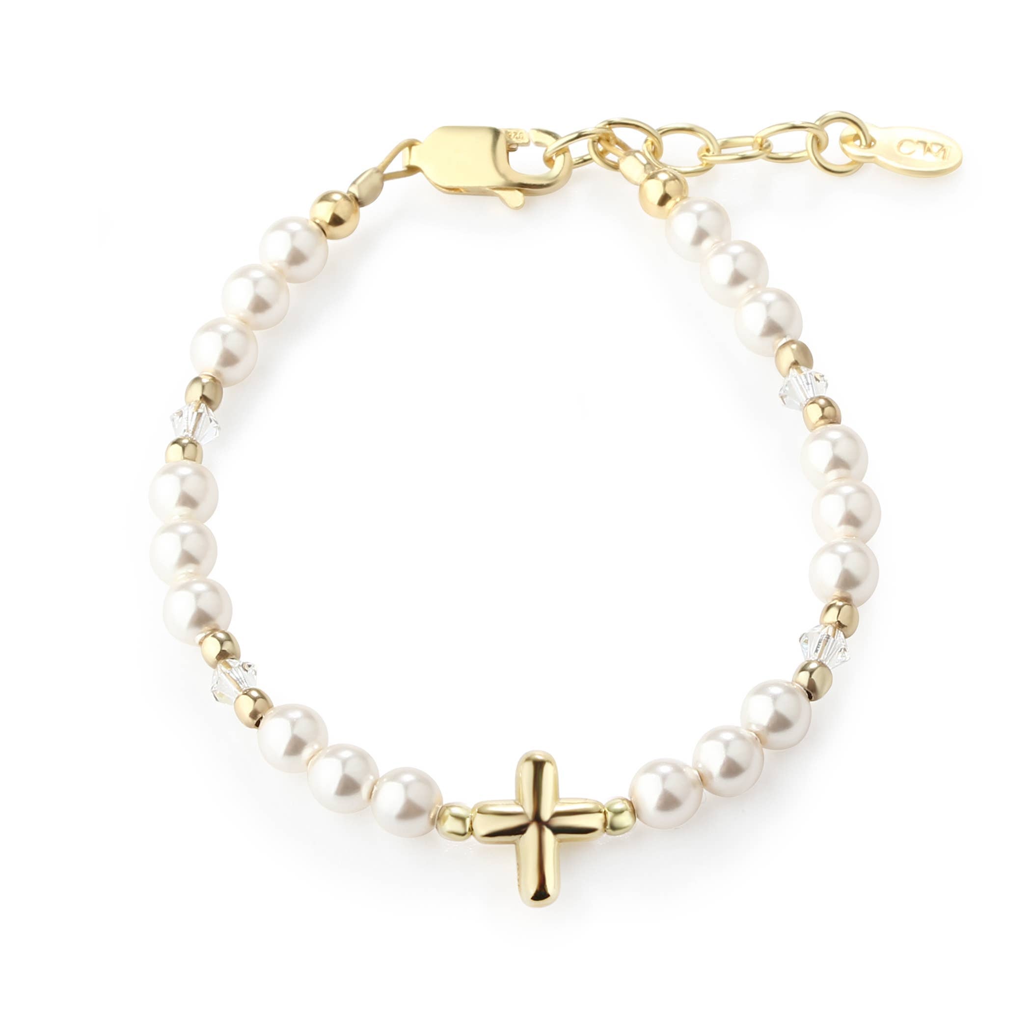 Cherished Moments - 14K Gold-Plated Baby Cross Bracelet Baptism & Communion Gift
