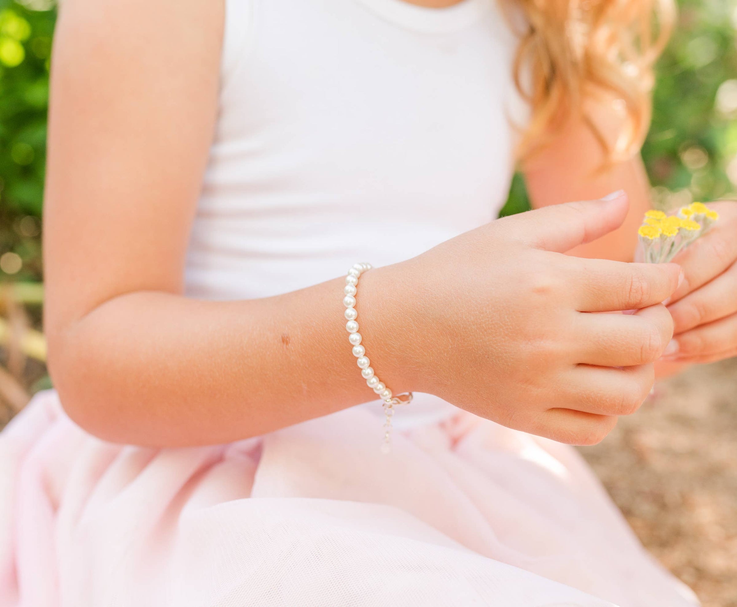 Cherished Moments - Girls Sterling Silver Dainty Pearl Baby & Child's Bracelet