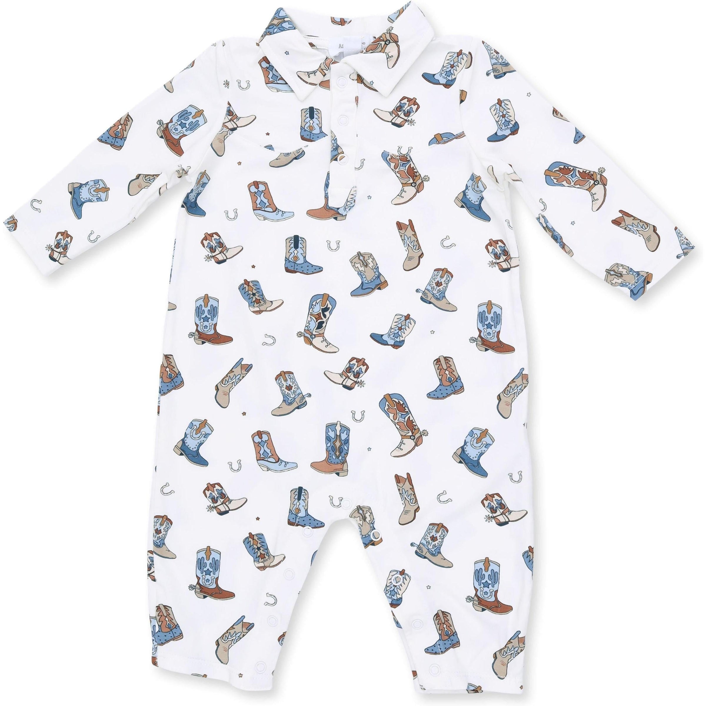 Angel Dear Buckaroo Boots Long Sleeve Cowboy Romper