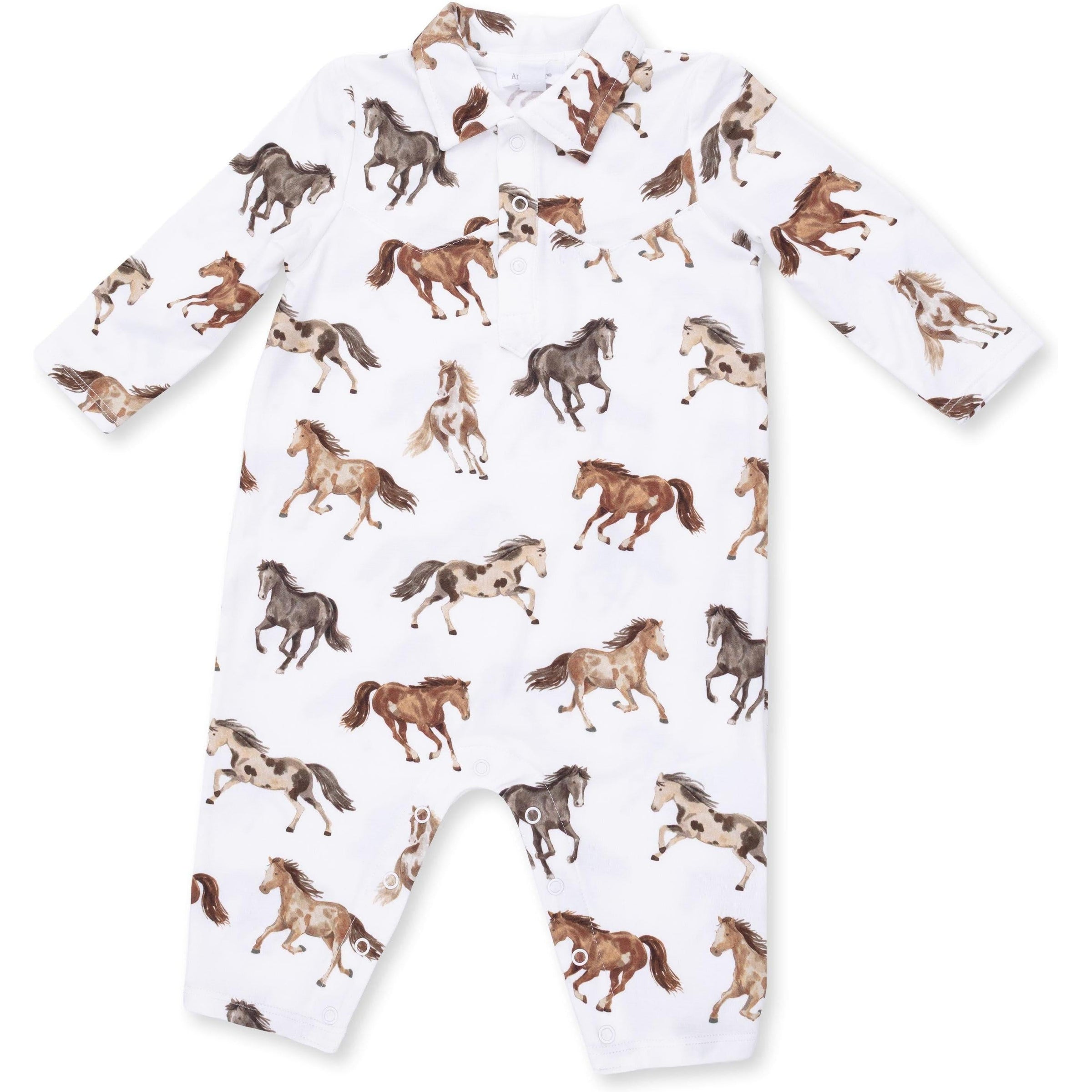 Angel Dear Wild Horses Long Sleeve Cowboy Romper