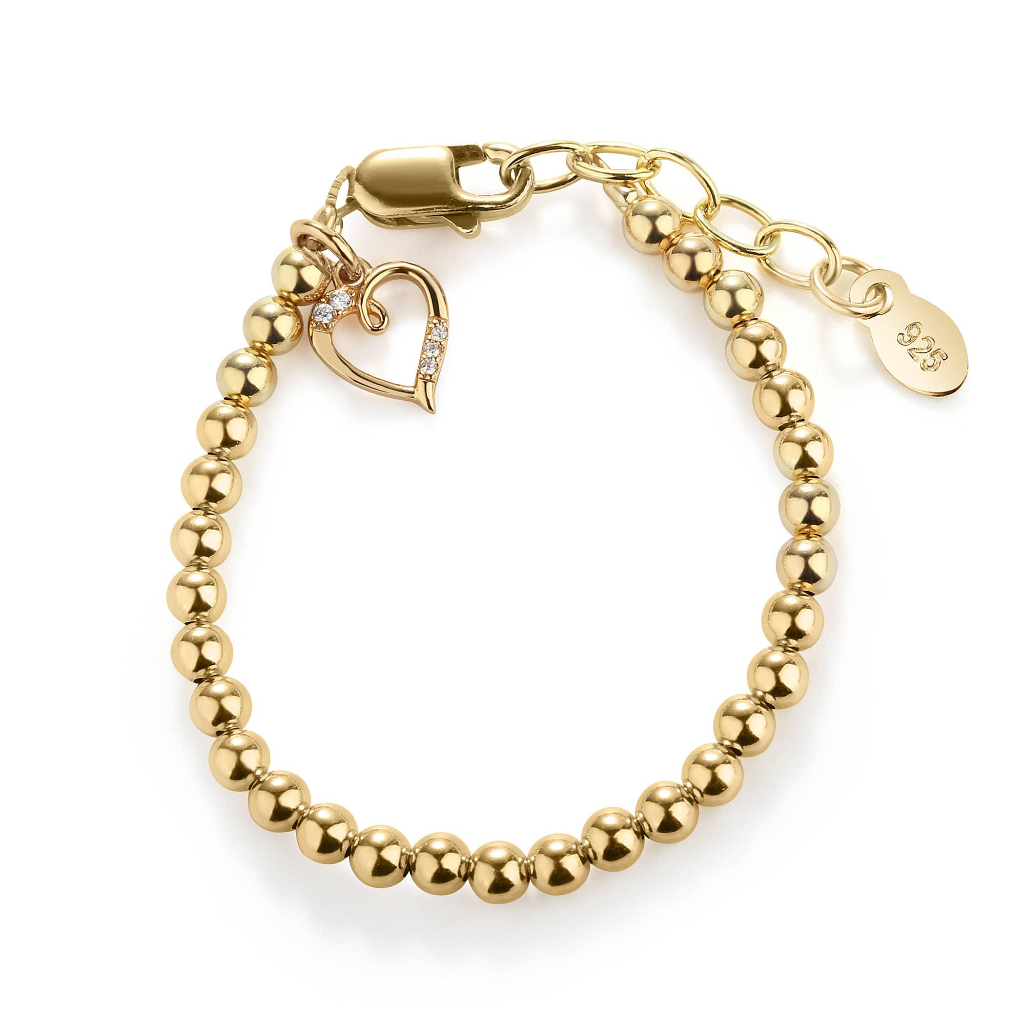 Cherished Moments - Girls 14K Gold-Plated Beaded Baby Bracelet Heart Kids